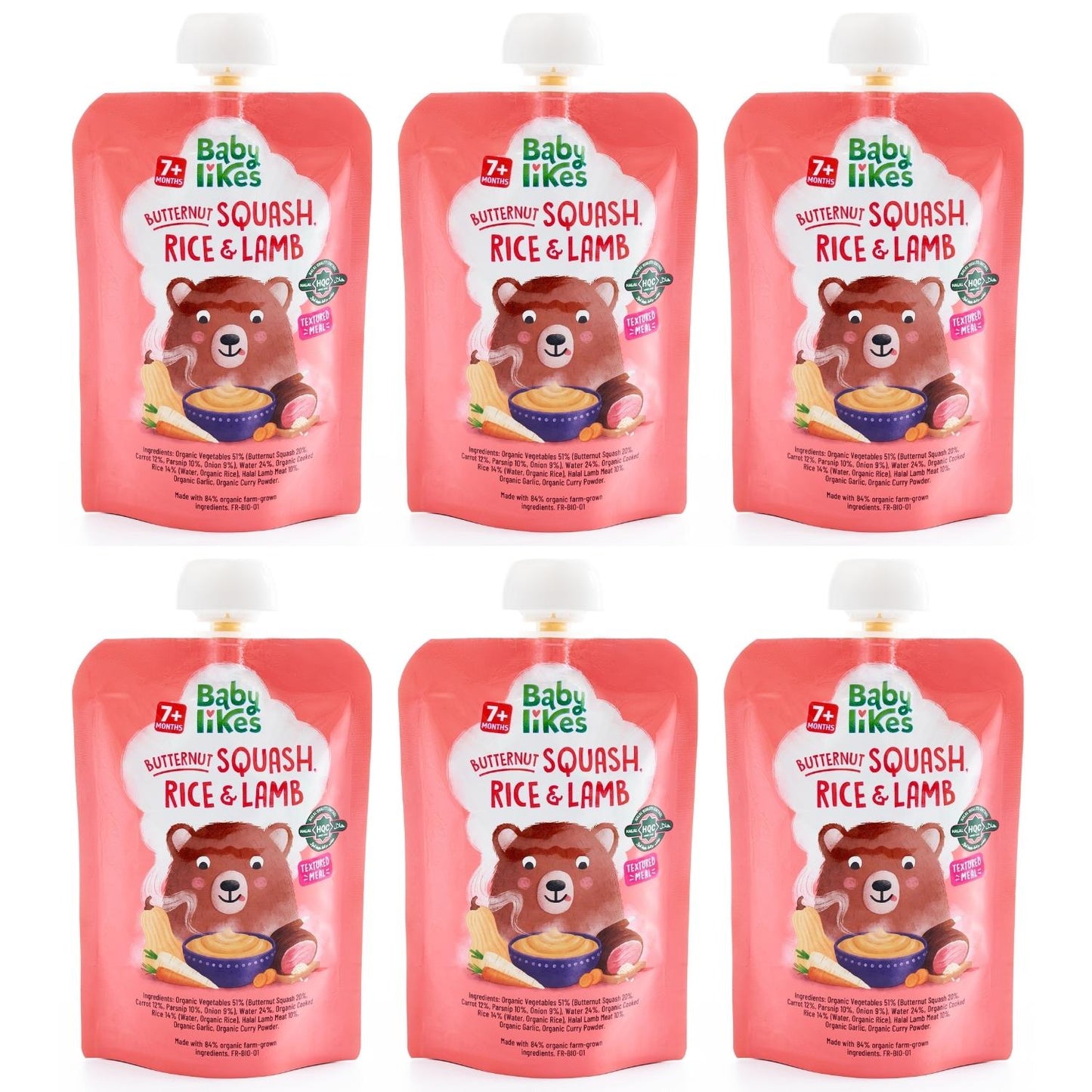 Butternut Squash, Rice and Lamb 6 pouches x 130 grams - Baby Puree for 7+ months