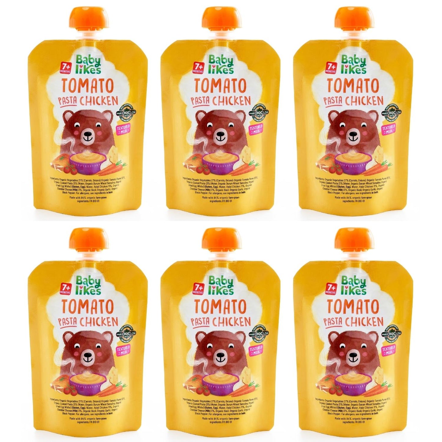 Tomato Pasta Chicken 6 pouches x 130 grams - Baby Puree for 7+ months