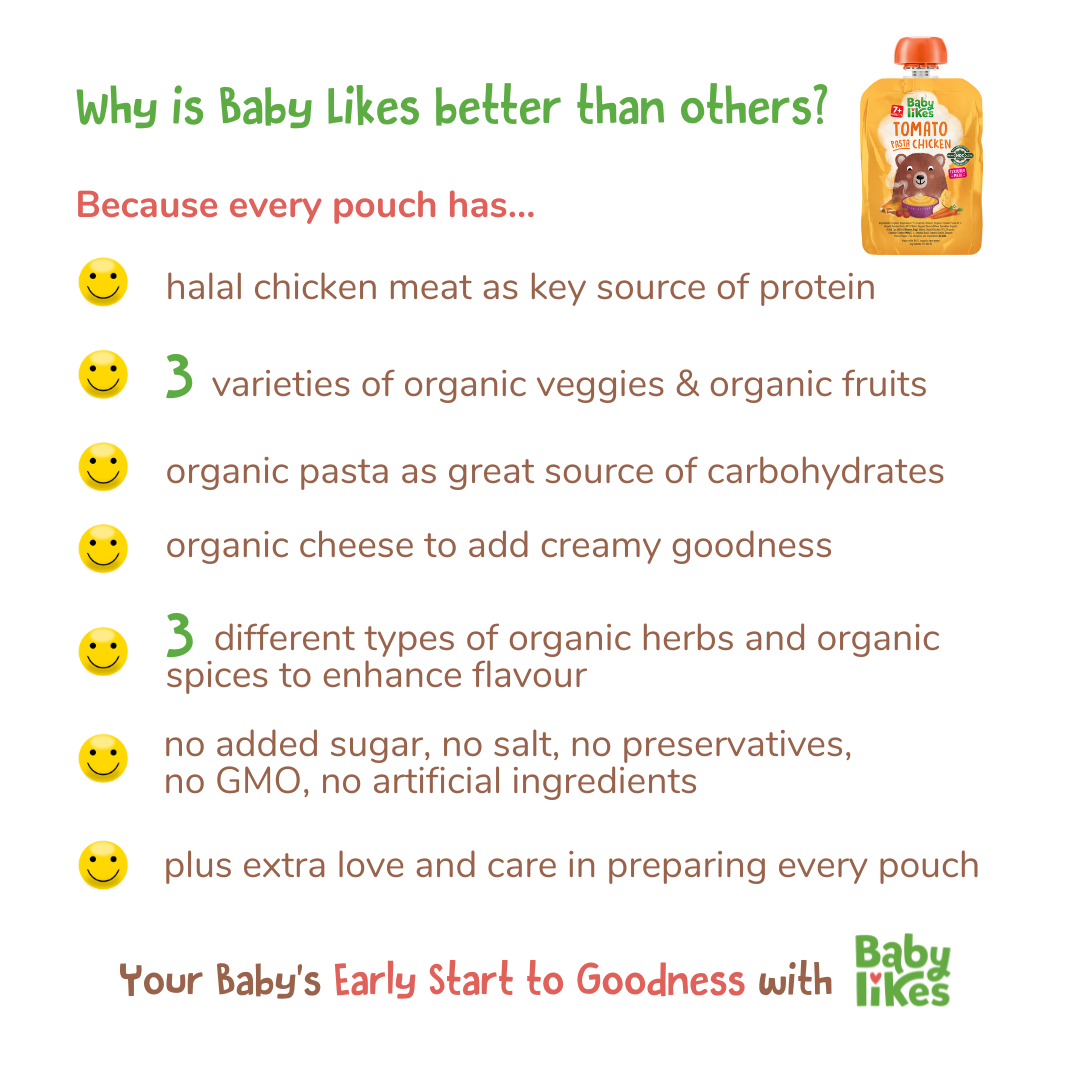 Tomato Pasta Chicken 6 pouches x 130 grams - Baby Puree for 7+ months