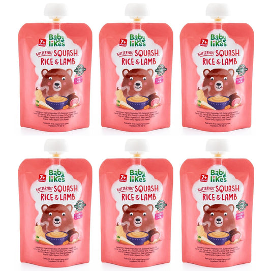 Butternut Squash, Rice and Lamb  6 pouches x 130 grams - Baby Puree for 7+ months