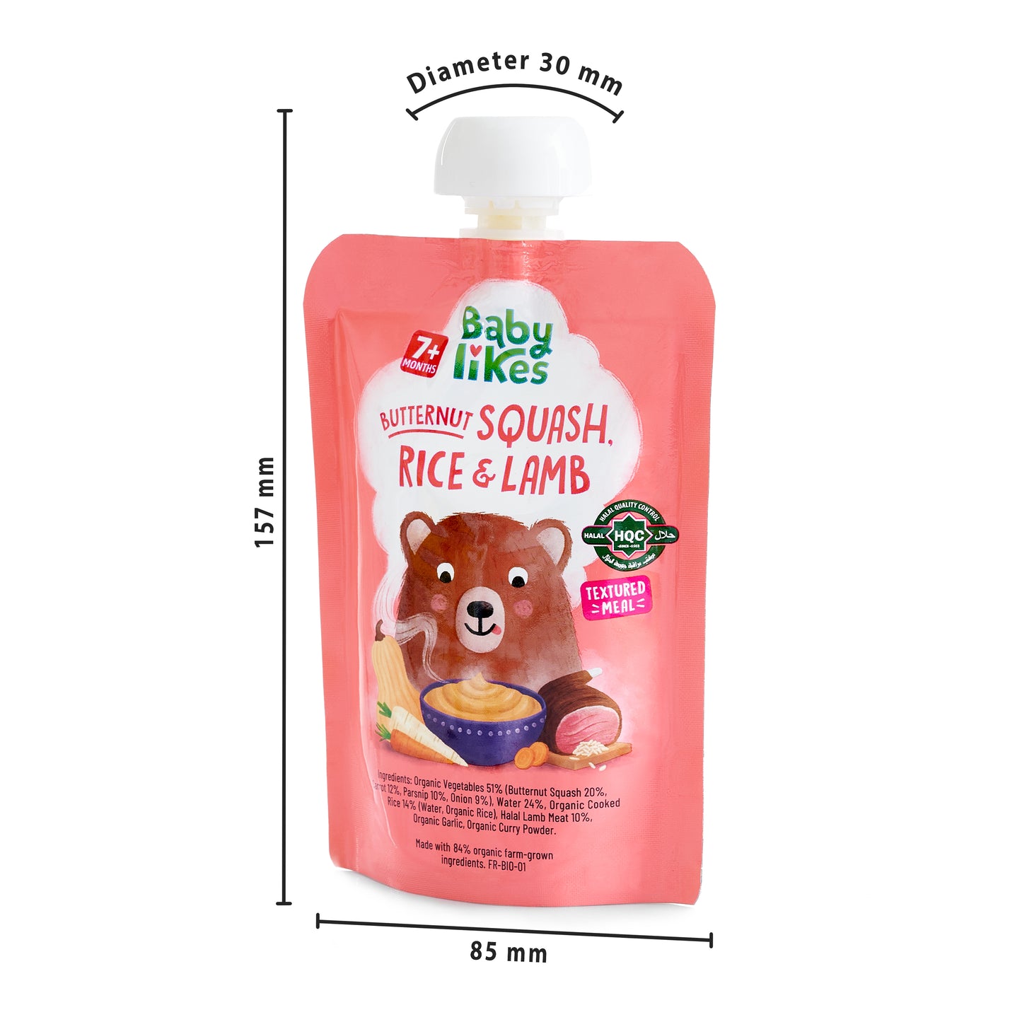 Butternut Squash, Rice and Lamb 130 grams - Baby Puree for 7+ months