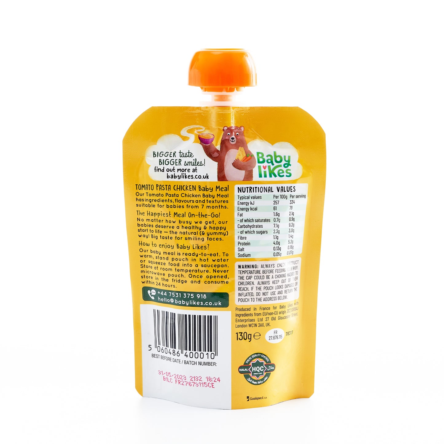 Tomato Pasta Chicken 130 grams - Baby Puree for 7+ months