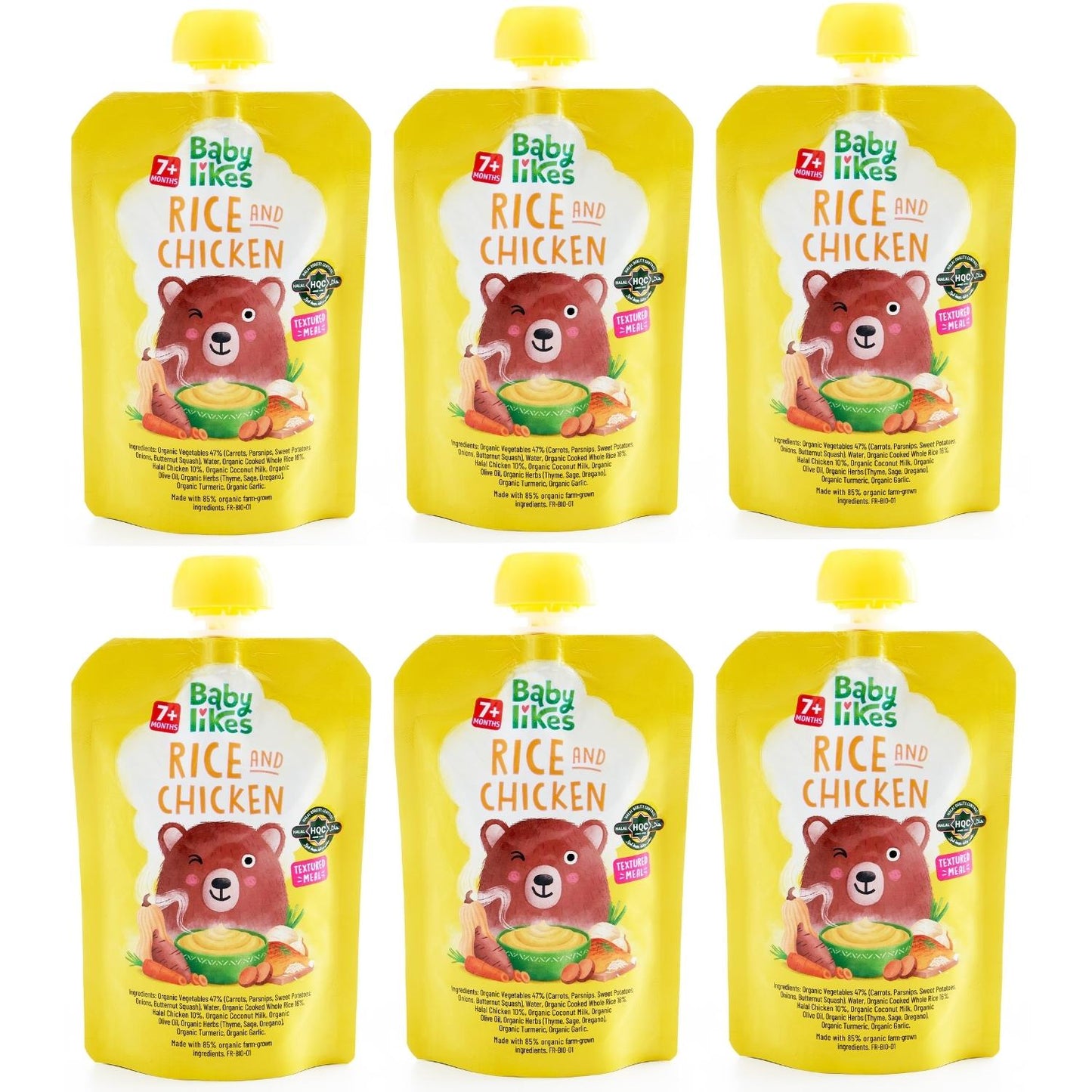 Rice and Chicken 6 pouches x 130 grams - Baby Puree for 7+ months